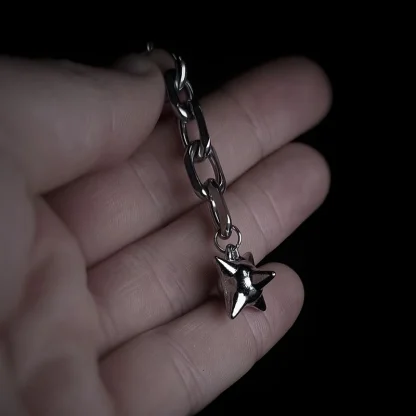 Big Chain Dangle Earrings with Spike Ball - Image 4