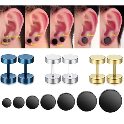 Dumbbell Stud Earrings with Shiny Design - Image 6