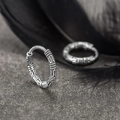 Huggie Earrings with Decorative Pattern - Image 4