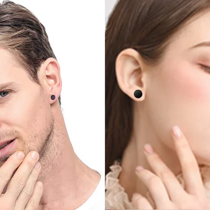 Dumbbell Stud Earrings with Shiny Design - Image 3