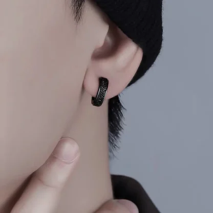 Huggie Earrings with Rough Texture Design - Image 5