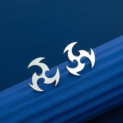 Spiral Dart Stud Earrings with Plain Color - Image 4