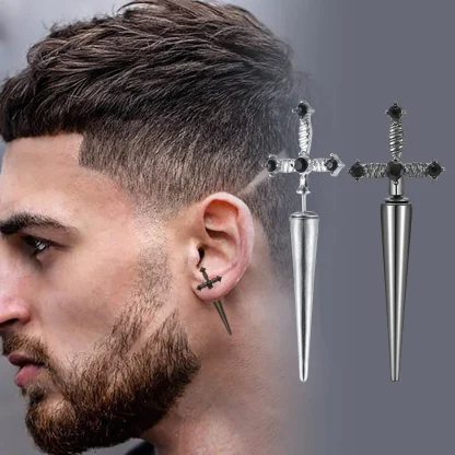 Gothic Sword Shaped Earrings for Men - Image 3