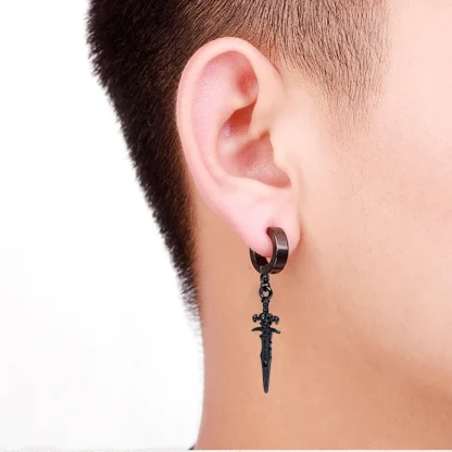 Hoop Earrings with Blade Shaped Tangle - Image 3