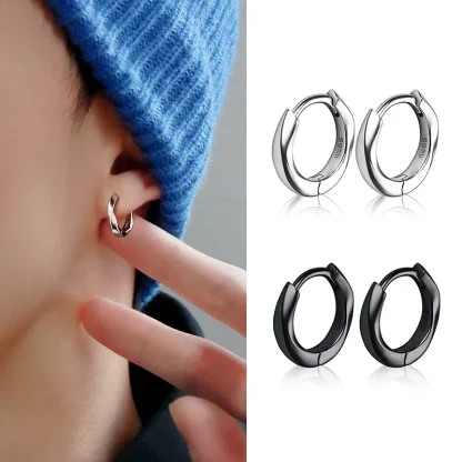 Small Hoop Earrings with Twisted Decor - Image 2