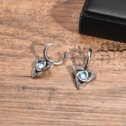 Huggie Earrings with Creative Triangle Dangle - Image 4
