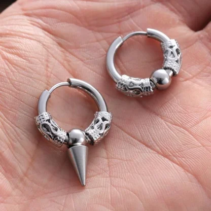 Gothic Hoop Earrings with Intricate Design - Image 9