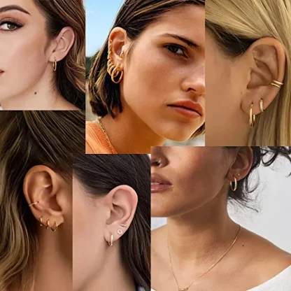Round Elegant Hoop Earrings with Shiny Finish - Image 6