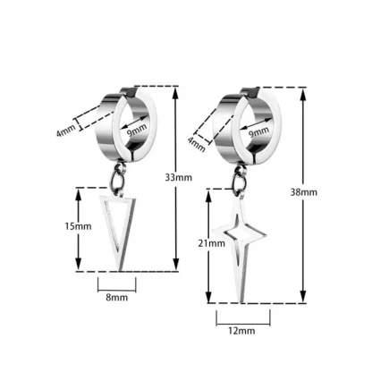 Clip-On Earring with Hollow Out Spike Pendant - Image 8