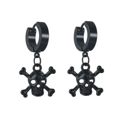 Black Dangle Earrings with Star and Bar Design - Image 2