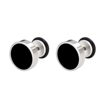 Round Stud Earrings with Two Tone Design