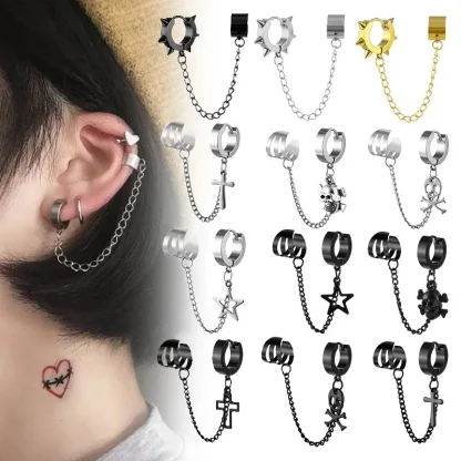 Chain Earrings with Doubled Cross Design - Image 12