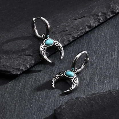 Hoop Earrings with Half Moon Dangle Design - Image 6