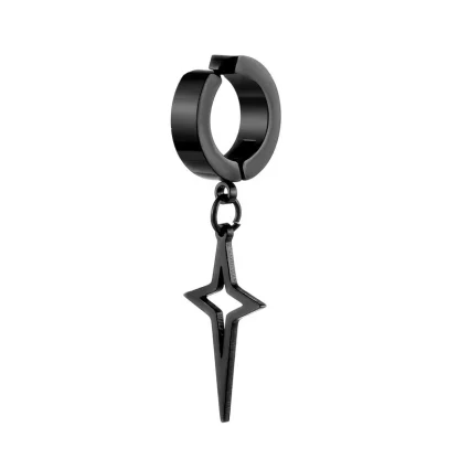 Clip-On Earring with Hollow Out Spike Pendant - Image 5