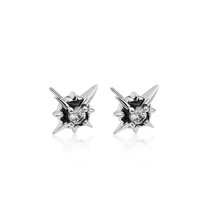 Star Earrings with Black Gemstone-like Design - Image 11