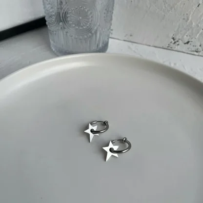 Hoop Hip Hop Earrings with Star Design - Image 5