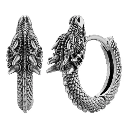 Statement Hoop Earrings with Dragon Design - Image 2