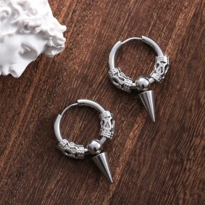 Gothic Hoop Earrings with Intricate Design - Image 11