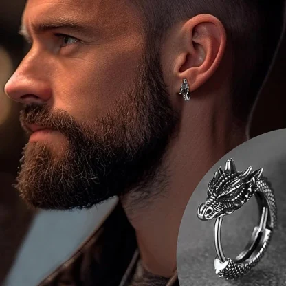 Statement Hoop Earrings with Dragon Design - Image 9