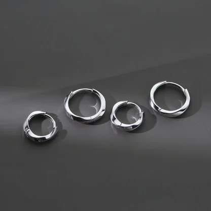 Small Hoop Earrings with Twisted Decor - Image 3