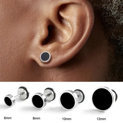 Round Stud Earrings with Two Tone Design - Image 6