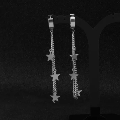 Bold Huggie Earrings with Bar Dangle - Image 5