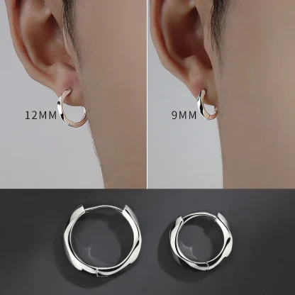 Small Hoop Earrings with Twisted Decor - Image 9