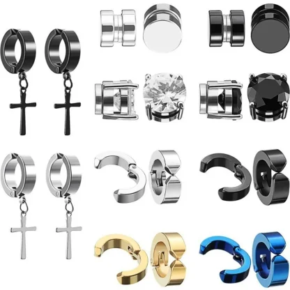 Simple Shiny Stud Earrings with Magnetic - Image 13