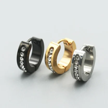 Huggie Earrings with Crystal-like Design - Image 5