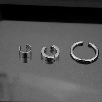 Hoop Earrings Set with Non-piercing Cuffs - Image 7
