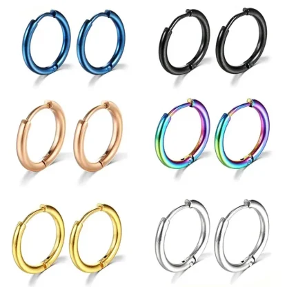 Round Elegant Hoop Earrings with Shiny Finish - Image 9