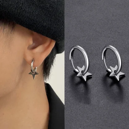 Hoop Hip Hop Earrings with Star Design - Image 2