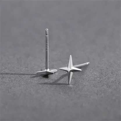 Mini Stud Earrings with Four Pointed Star Design - Image 6