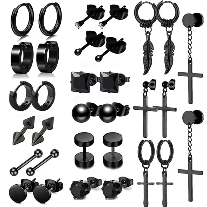 Simple Black Huggie Earrings for Men and Women - Image 5