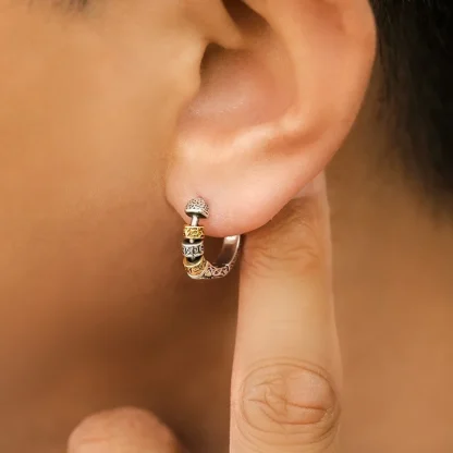 Intricate Hoop Earrings with Carved Design - Image 4