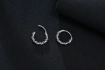 Thick Huggie Earring with Embossed Design - Image 11