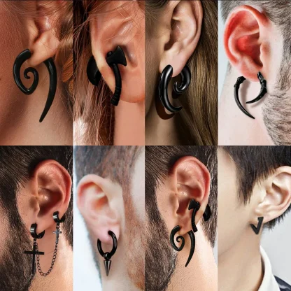 Black Double Cross Chain Earrings - Image 5