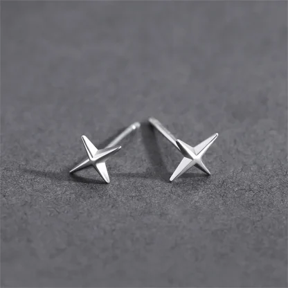 Mini Stud Earrings with Four Pointed Star Design - Image 5