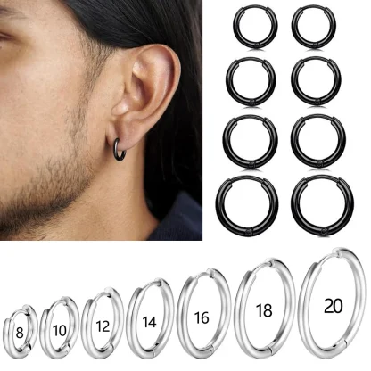 Round Elegant Hoop Earrings with Shiny Finish - Image 8