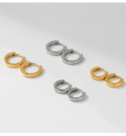 Minimalist Hoop Earrings with Thick Design - Image 7