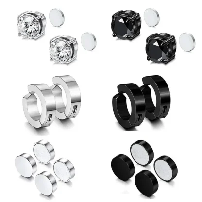 Simple Shiny Stud Earrings with Magnetic - Image 11