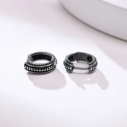 Thick Huggie Earring with Embossed Design - Image 3