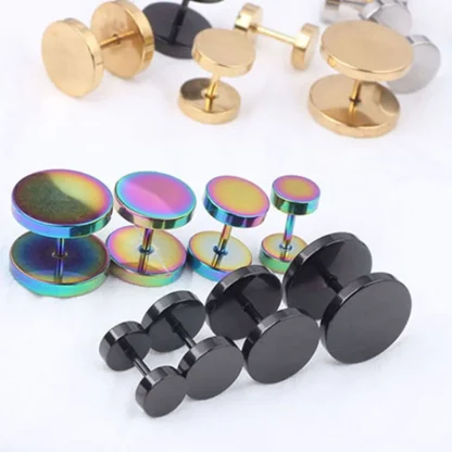 Dumbbell Stud Earrings with Shiny Design - Image 5
