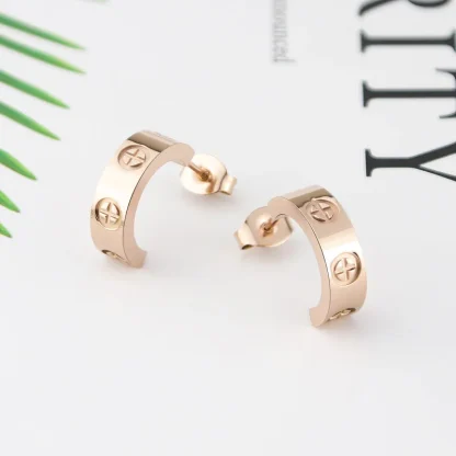 C-Shape Earrings with Rhinestone-like Design