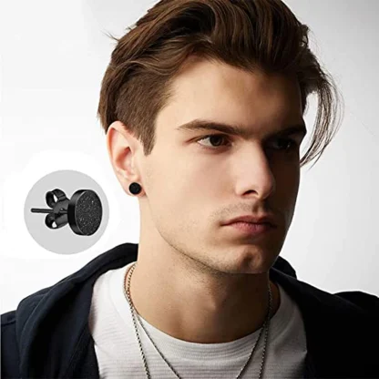 Hypoallergenic Luxury Black Round Earrings - Image 2
