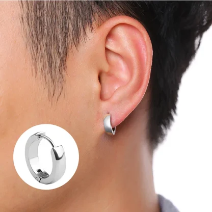 Minimalist Hoop Earrings with Thick Design - Image 11