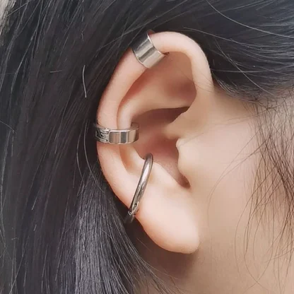 Hoop Earrings Set with Non-piercing Cuffs - Image 6
