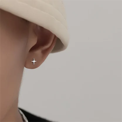 Mini Stud Earrings with Four Pointed Star Design