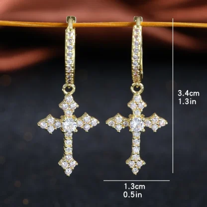 Bling Hoop Earrings with Cross Pendant - Image 12