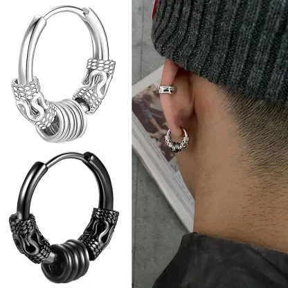 Gothic Hoop Earrings with Intricate Design - Image 8